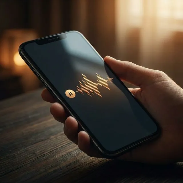Smartphone com áudio de WhatsApp sendo reproduzido